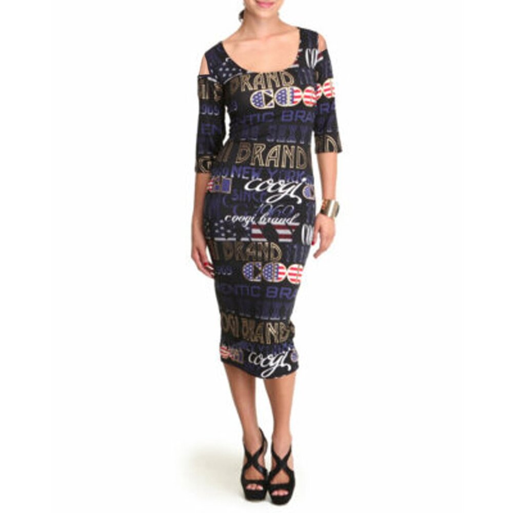 COOGI Women's Black Dress Cold Cut out Shoulder Plus Size M